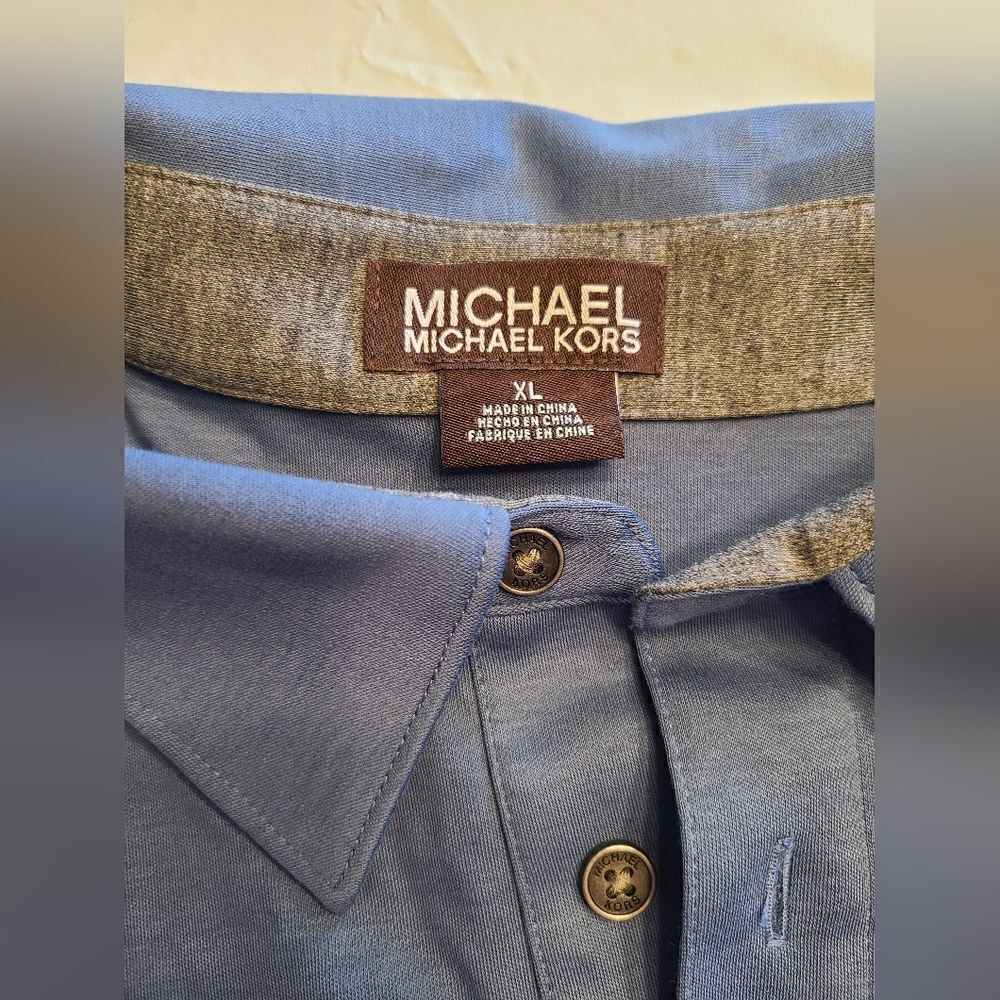 Michael Kors golf style shirt, blue NWT, men's size XL - Picture 3 of 7